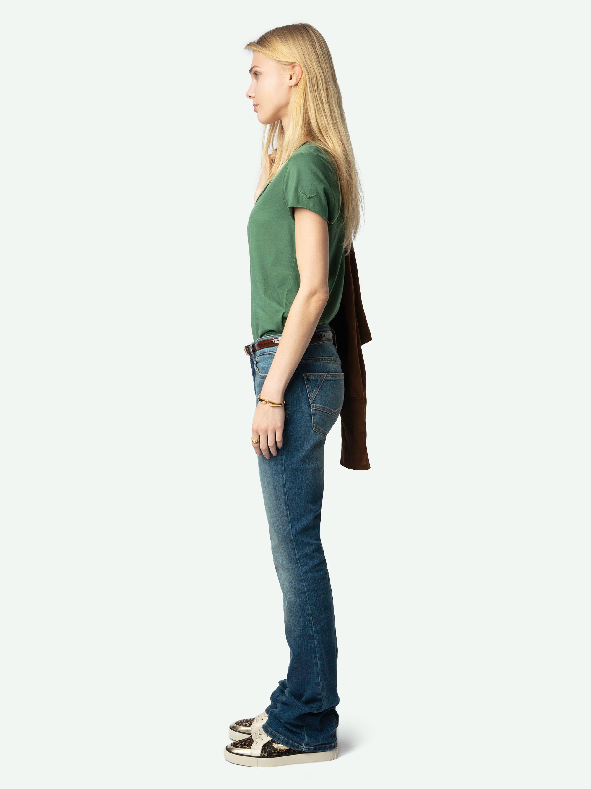 Low-Top Fly On Sneakers - Low-top sneakers in a mix of leopard-effect leather and crinkled leather with embossed wings.